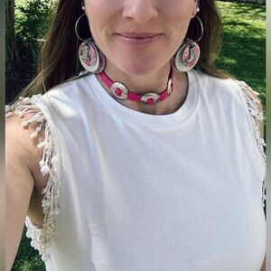 Handmade Women’s Western Jewelry Set, Pink Western Coastal Cowgirl Jewelry